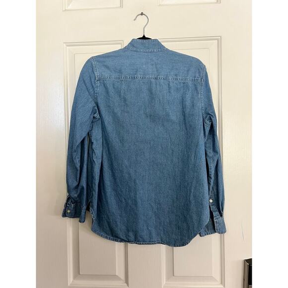 J.Crew Women's Blue Band-collar Popover Chambray Popover Tunic Top Size 6 - Picture 4 of 7